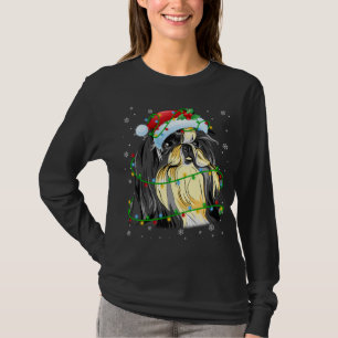 Camiseta Luzes de Natal engraçadas Shih Tzu Dog Santa Hat S