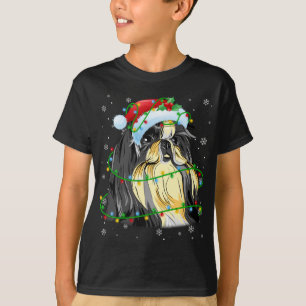 Camiseta Luzes de Natal engraçadas Shih Tzu Dog Santa Hat S