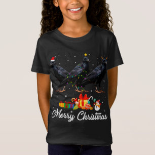 Camiseta Luzes de Natal engraçadas Xmas Pajama Raven