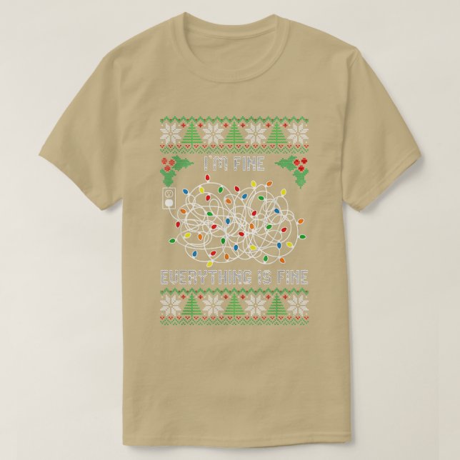 Camiseta Luzes de Natal Estou bem Tudo está bem 116 (Frente do Design)