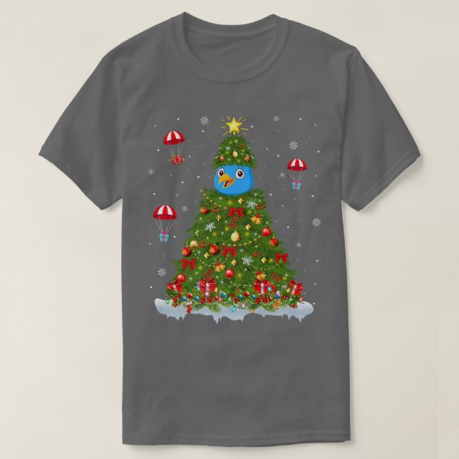 Camiseta Luzes de Natal Família Divertida Bluebird Christm (Frente do Design)