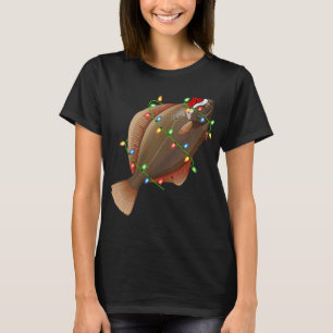 Camiseta Luzes de Natal Feminino Chapéu do Papai Noel Peixe