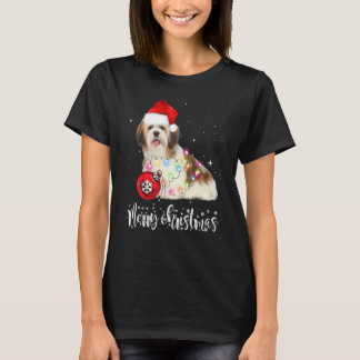Camiseta Luzes de Natal Fofas do Cão Shih Tzu