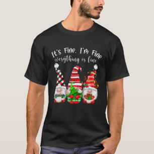 Camiseta Luzes de Natal Gnomo Tudo bem Estou bem Tudo bem