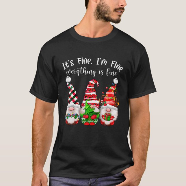 Camiseta Luzes de Natal Gnomo Tudo bem Estou bem Tudo bem (Frente)