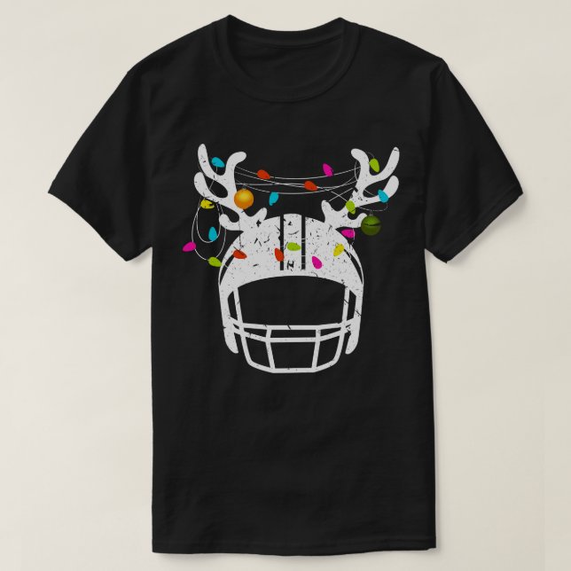 Camiseta Luzes de Natal Helmet Engraçado Xmas (Frente do Design)