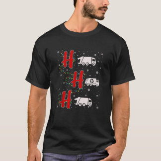 Camiseta Luzes de Natal HO HO HO Caminhão de Lixo Engraçado