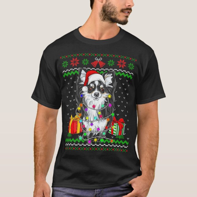 Camiseta Luzes de Natal muito suadas Chihuahua Cachorro (Frente)