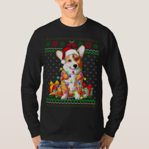 Camiseta Luzes de Natal muito suculentas Corgi Cachorro