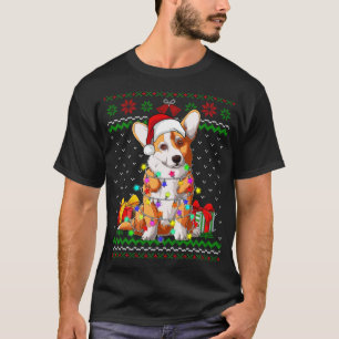 Camiseta Luzes de Natal muito suculentas Corgi Cachorro
