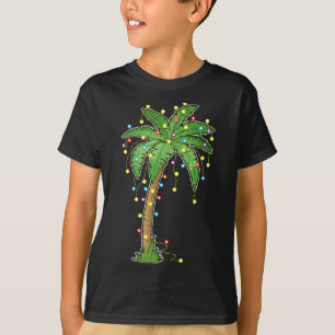 Camiseta Luzes De Natal Palm Tree Beach Funny Tropical Xm