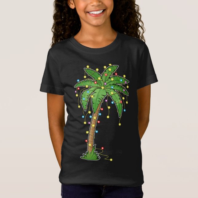 Camiseta Luzes De Natal Palm Tree Beach Funny Tropical Xm (Frente)