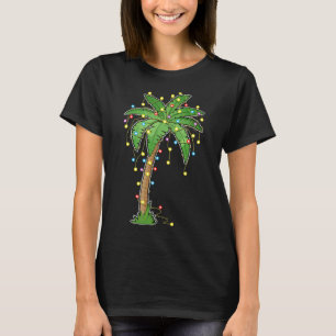 Camiseta Luzes De Natal Palm Tree Beach Funny Tropical Xm