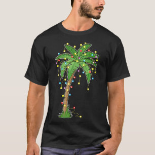 Camiseta Luzes De Natal Palm Tree Beach Funny Tropical Xm