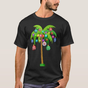 Camiseta Luzes de Natal Palmeira Praia Tropical Havaí