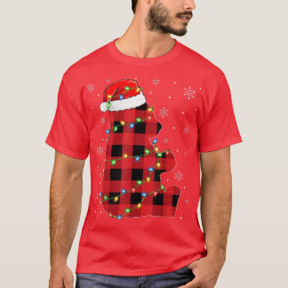 Camiseta Luzes de Natal Panda Xadrez Búfalo Vermelho Pijama