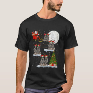 Camiseta Luzes de Natal Papai Noel Montando Cachorro Touro