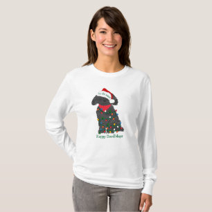 Camiseta Luzes de Natal personalizadas Labradoodle