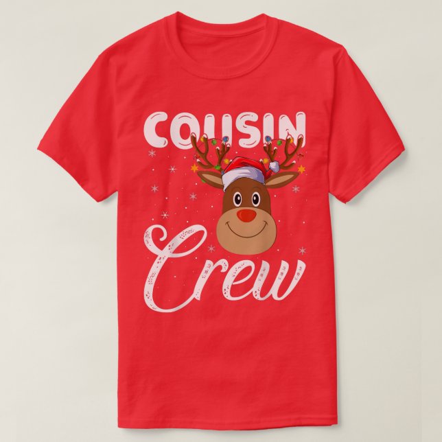 Camiseta Luzes de Natal Prima Equipe Rena Divertida (Frente do Design)