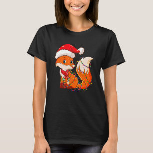 Camiseta Luzes de Natal Raposa Vestindo Xmas Raposa Bela