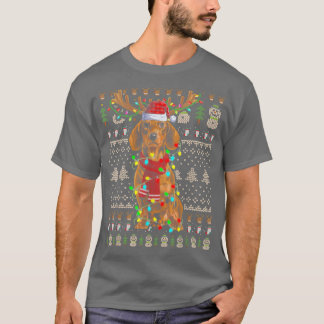 Camiseta Luzes de Natal Sudoríssimas Dachshund Cachorro
