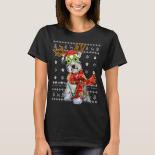 Camiseta Luzes de Natal Sudoríssimas Schnauzer Cachorro Pup