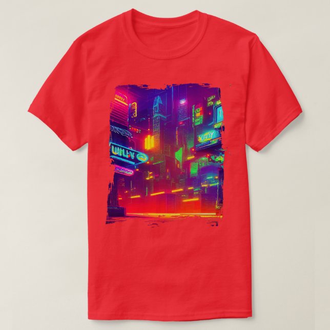 Camiseta Luzes de Neon City no Japão (Frente do Design)
