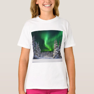 Camiseta Luzes de norte durante o inverno 
