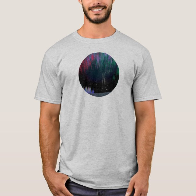 Camiseta Luzes de norte Paisagem Contemporânea (Frente)