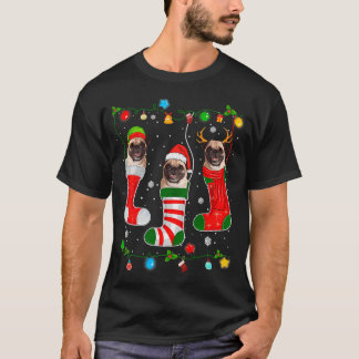 Camiseta Luzes de Pijama de Natal Pug Cão Cachorrinho