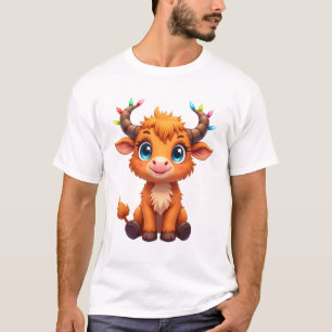 Camiseta Luzes de Vaca de Natal Engraçadas Meninos Meninas