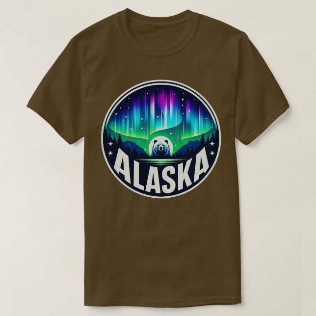 Camiseta Luzes do Norte do Alasca Exibindo Férias 4 (Frente do Design)