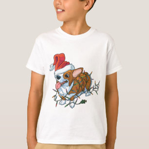 Camiseta Luzes do Xmas do Natal do filhote de cachorro do