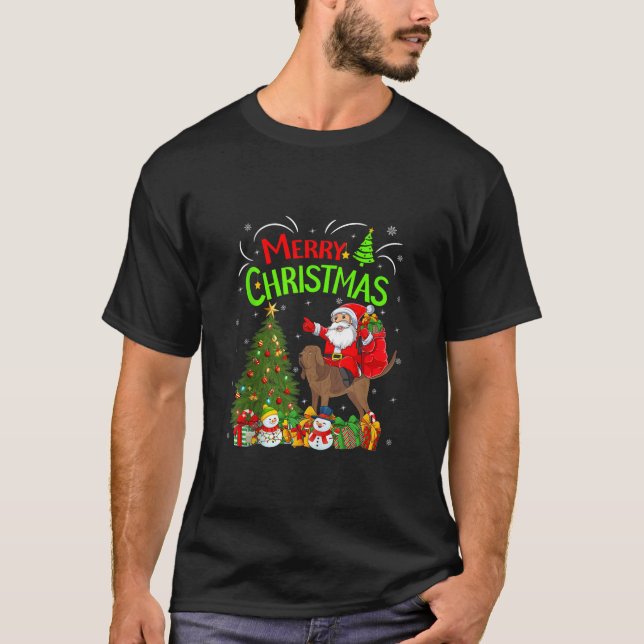 Camiseta Luzes do Xmas Papais noeis que Andam Ridgeback Rid (Frente)