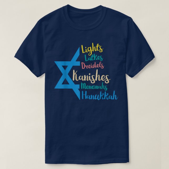 Camiseta Luzes Dreidels Trava Hanukkah Chanukah judeu-me (Frente do Design)