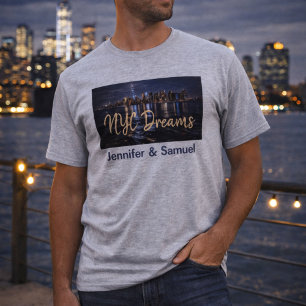 Camiseta Luzes noturnas de NYC, romance e sonhos de horizon