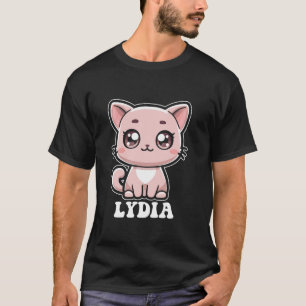 Camiseta Lydia Cute Cat Kitten Design para Nome das Raparig