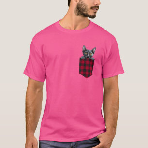 Camiseta Lykoi Cat Em Pocket Peeking Kitten Em Pover Pai Mã
