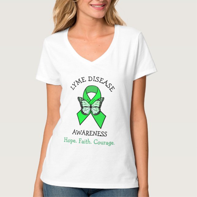 Camiseta Lyme Disease Esperam que a fé seja cortesia (Frente)