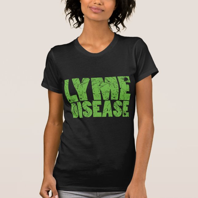 Camiseta Lyme esverdeia de "o design da doença Lyme" com (Frente)