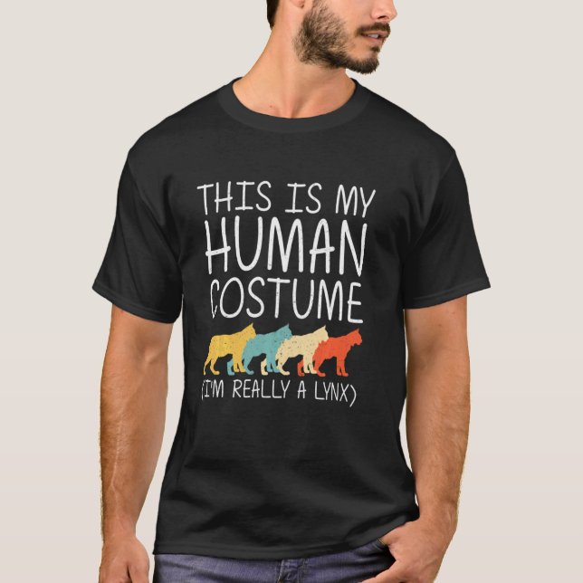 Camiseta Lynx Halloween O Costume Humano Bobcat Caracal Eas (Frente)