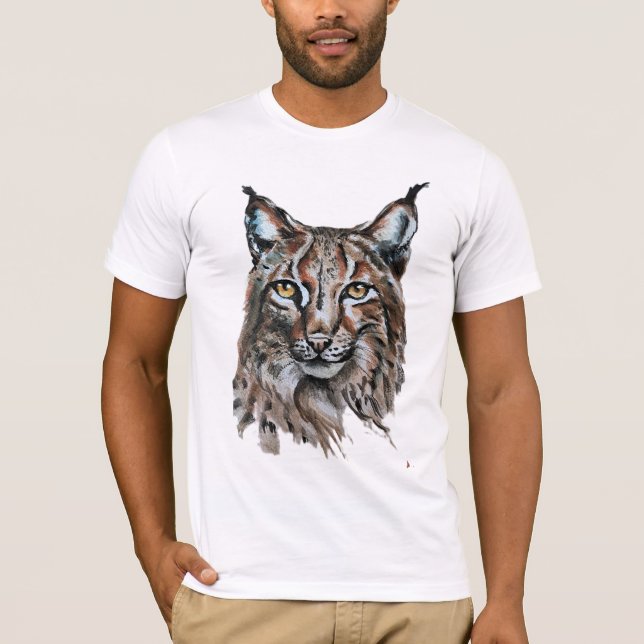Camiseta Lynx - Spirit Animal, Watercolor Totem Joga Guide (Frente)