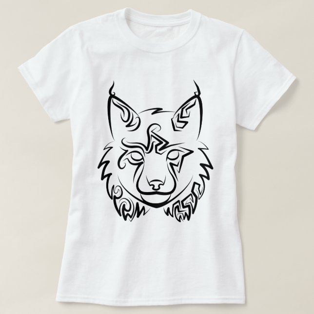 Camiseta Lynx Tribal Preto e Branco (Frente do Design)
