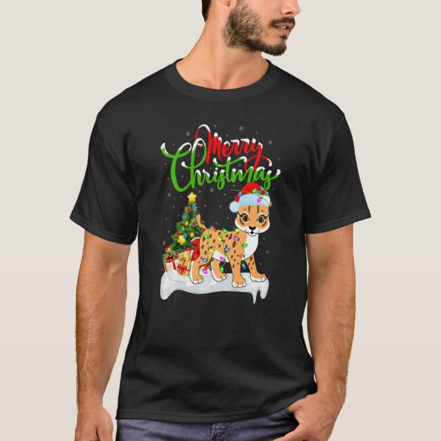 Camiseta Lynx  Xmas Decorations Santa Lynx Christmas (Frente)