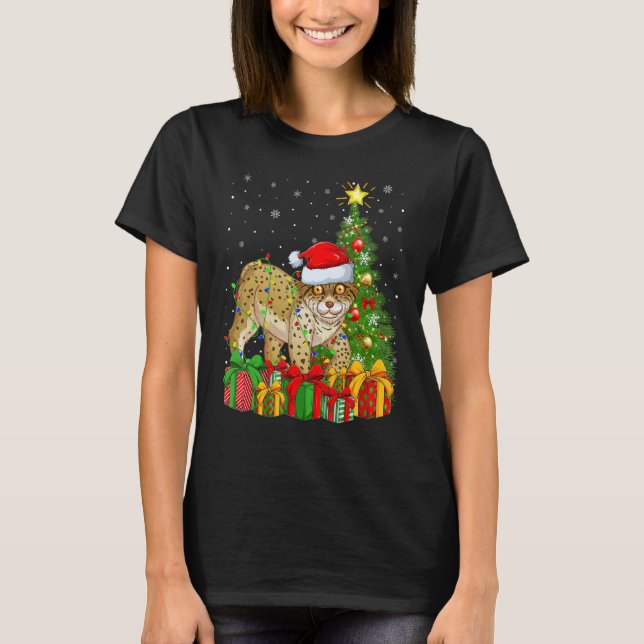 Camiseta Lynx   Xmas Holiday Santa Lynx Christmas Tree (Frente)