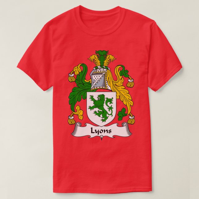Camiseta Lyons Coat of Arms Lyons Family Crest  (Frente do Design)