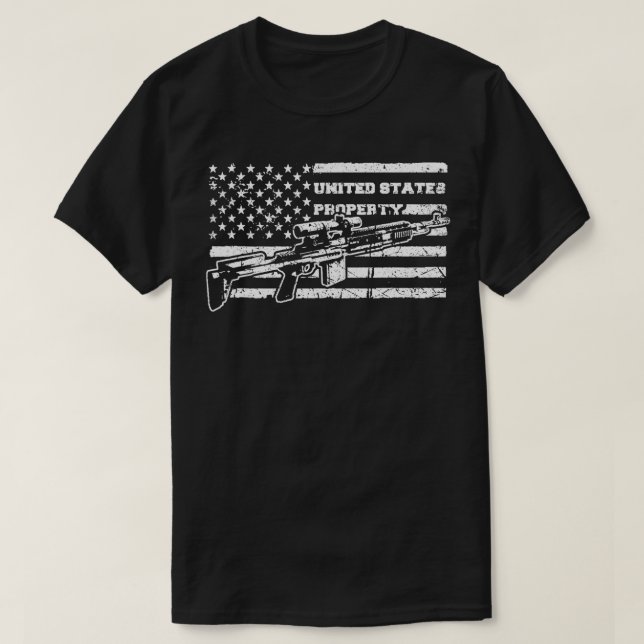 Camiseta M14 EBR Fenda de Batalha Avançada Desfocou Bandeir (Frente do Design)