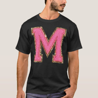 Camiseta M - Bubblegum Glitter Varsity Letter Patches Stick