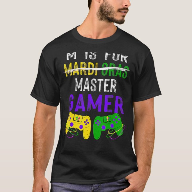 Camiseta M é para o Master Gamer Mardi Gras Controller Vide (Frente)