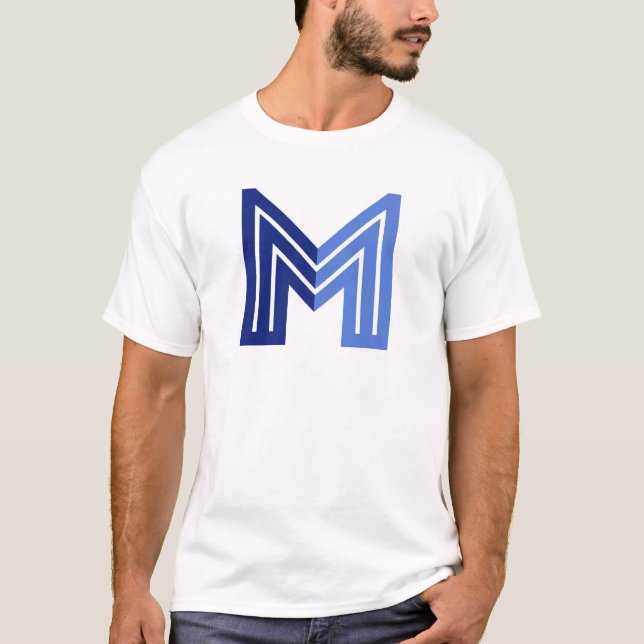 Camiseta M Geométrico Abstrato Azul  (Frente)